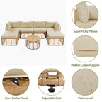 GO 7 Pieces Outdoor Patio Furniture, All-Weather Rattan Sectional Sofa Set