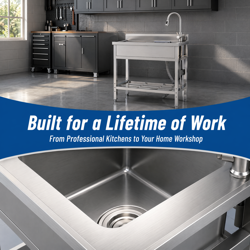 Stainless Steel Utility Sink, Freestanding Sink 2