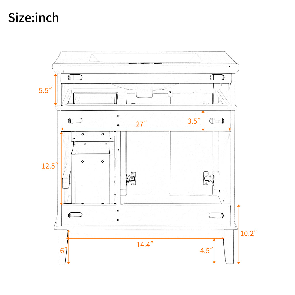 30" Bathroom Vanity with Ceramic Sink