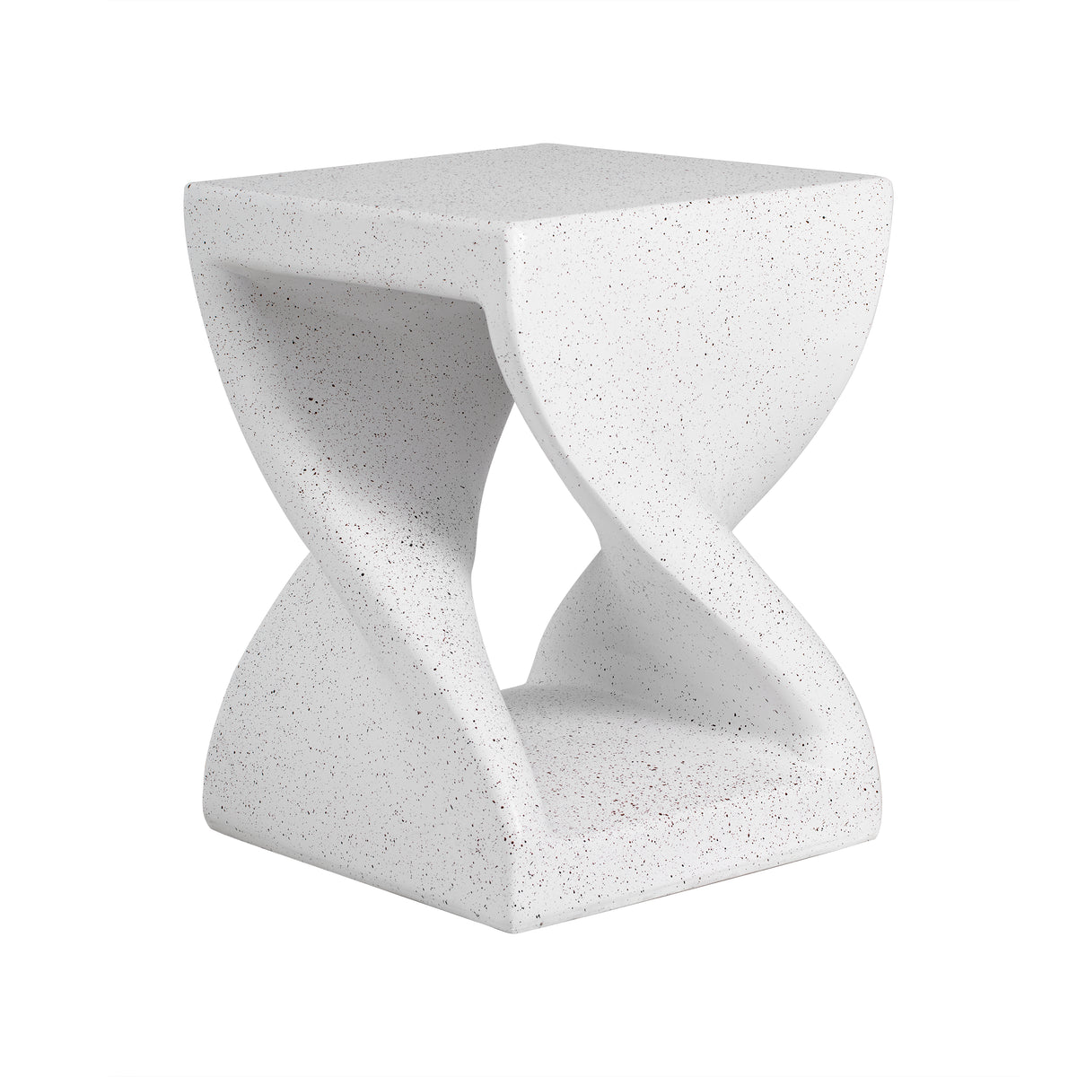 Modern Twisted-Base Terrazzo-Speckled MGO Side Table
