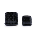 Handmade Ceramic Flower Pot with Groove Pattern