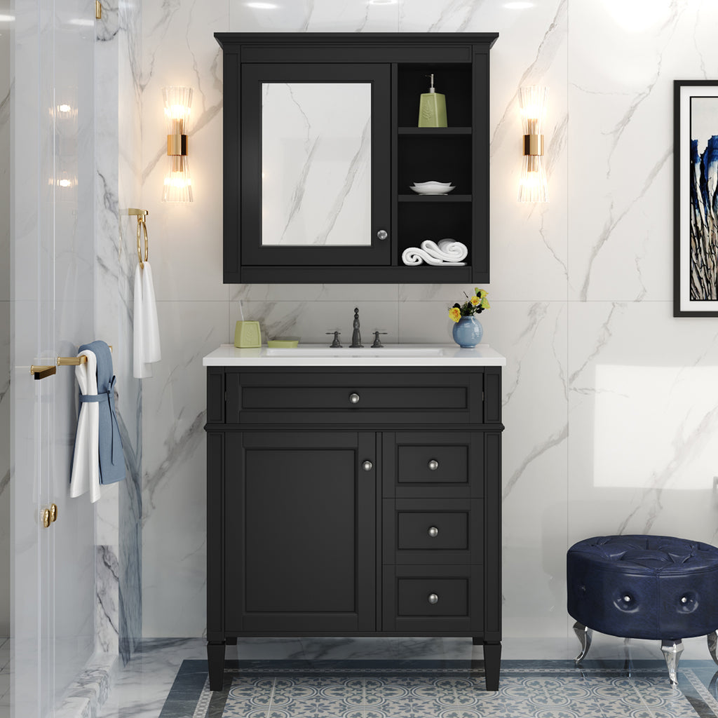 30" Bathroom Vanity with Top Sink and Storage Cabinet