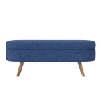 Blue Oval Storage Bench with Rubber Wood Legs