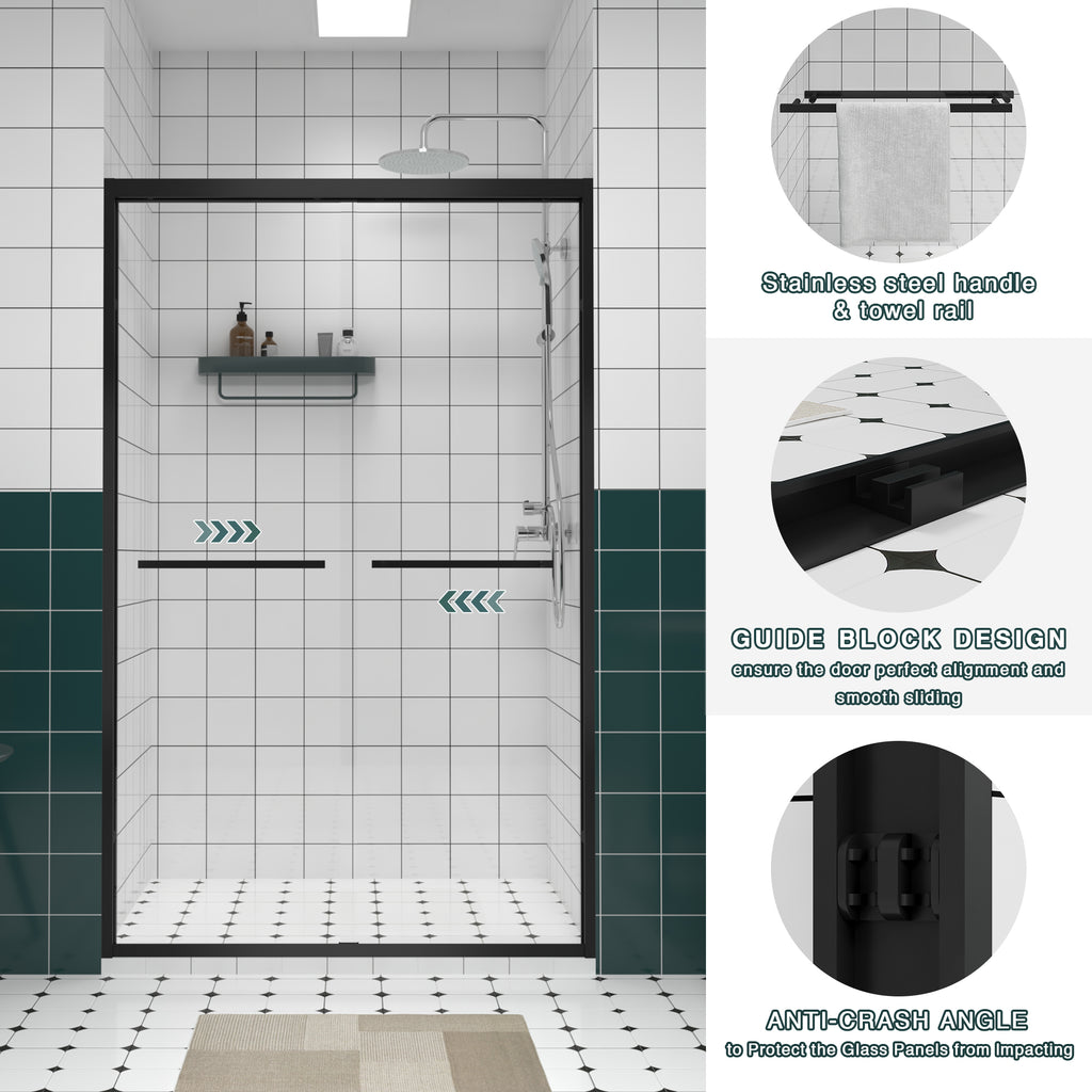 Aluminum Frame Double Sliding Shower Door (44-48"x76")