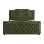 Marcella Upholstered Shelter Headboard Bed Set, King, Olive