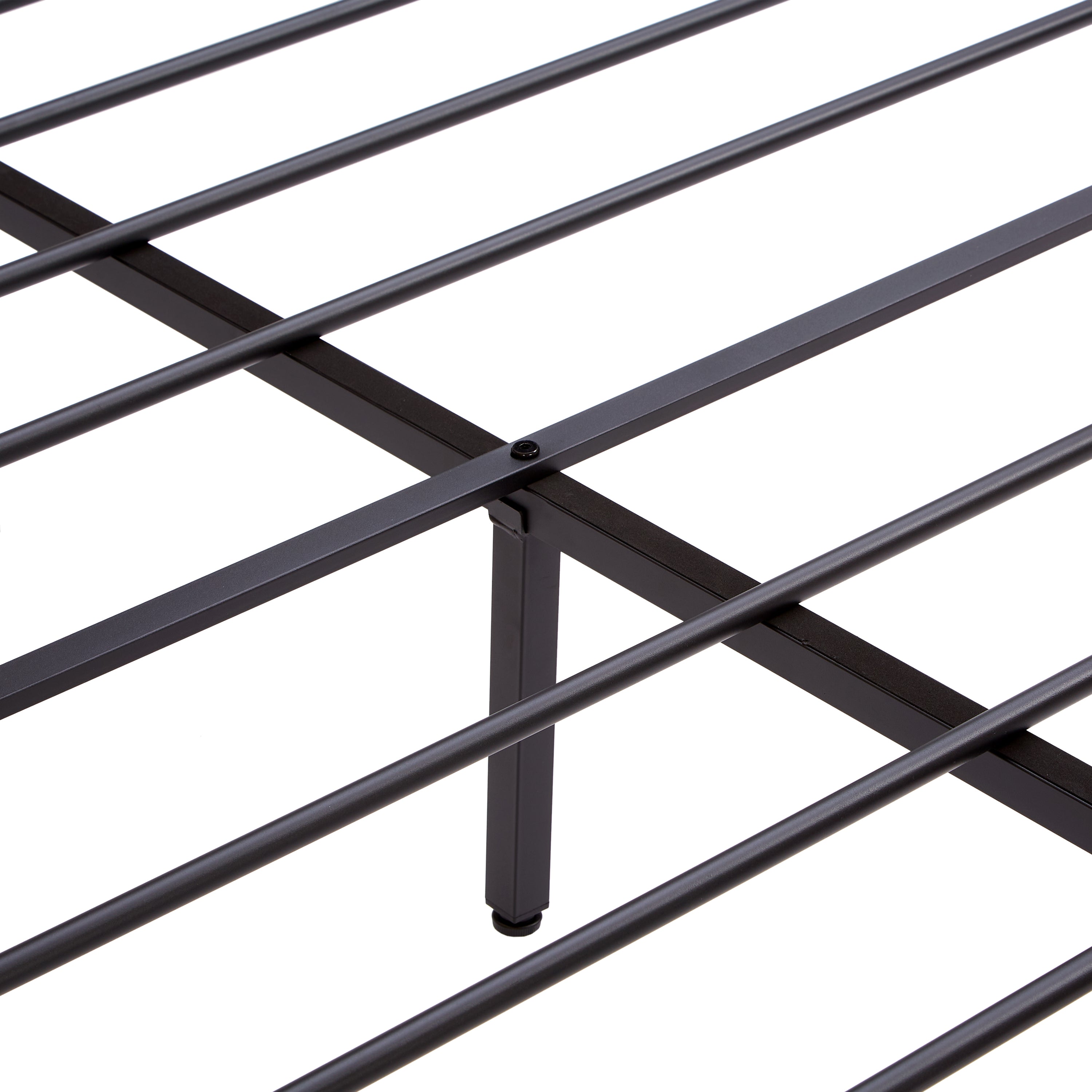 Queen Size Metal Platform Bed Frame with Wooden Headboard