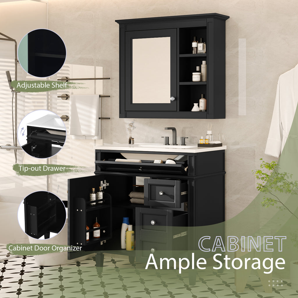 30" Bathroom Vanity with Top Sink and Storage Cabinet