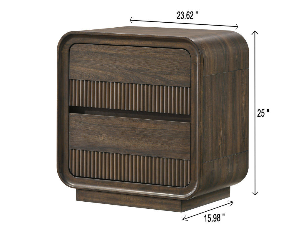 Mid-Century Flair Rounded Edges Nightstand