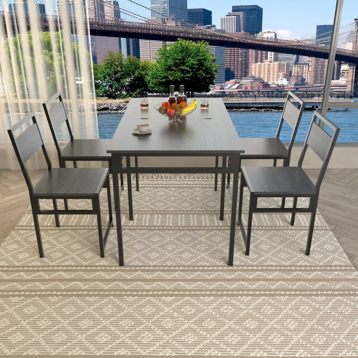 Extendable Dining Table Set with 4 Chairs