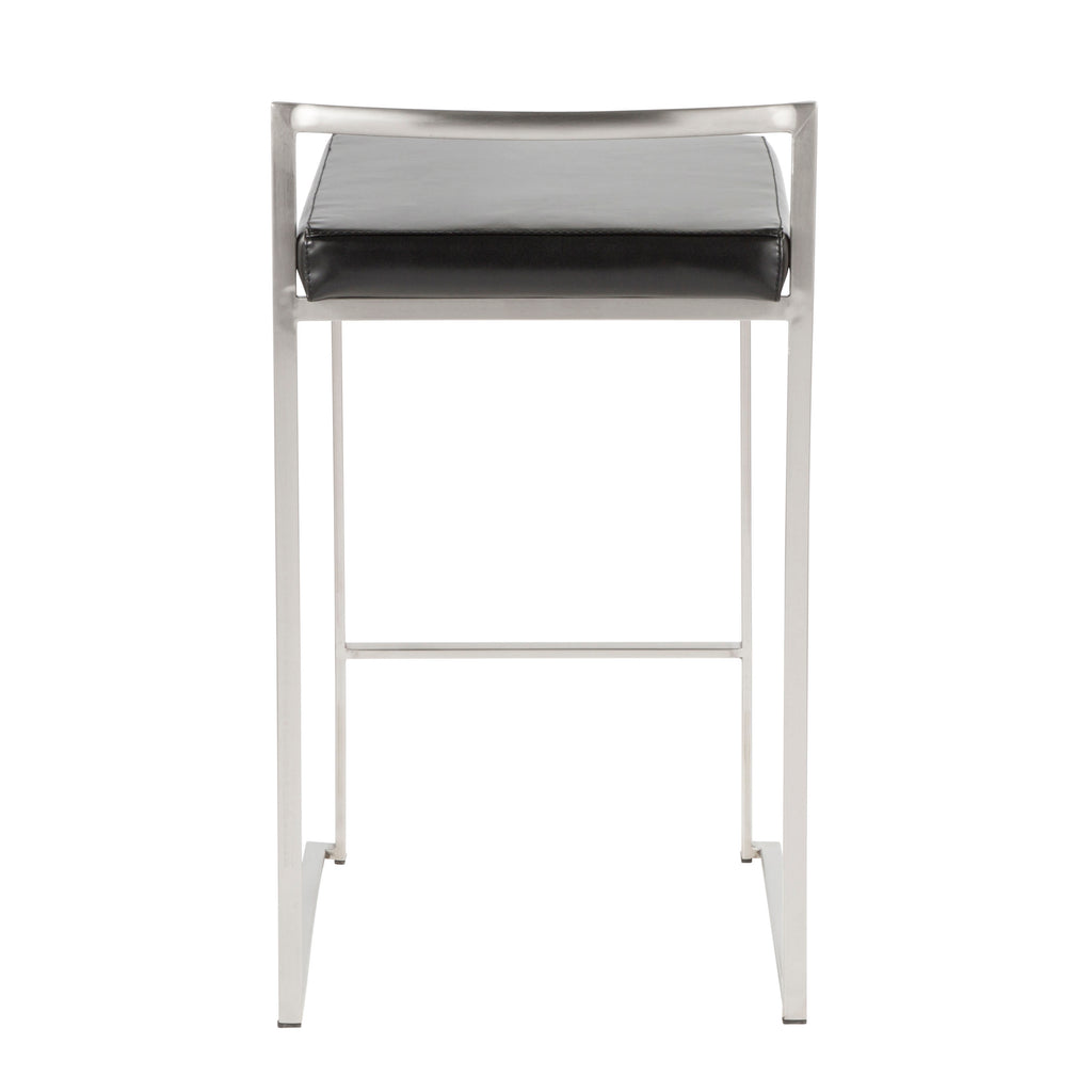26" Contemporary Stackable Counter Stool in Brushed Stainless Steel