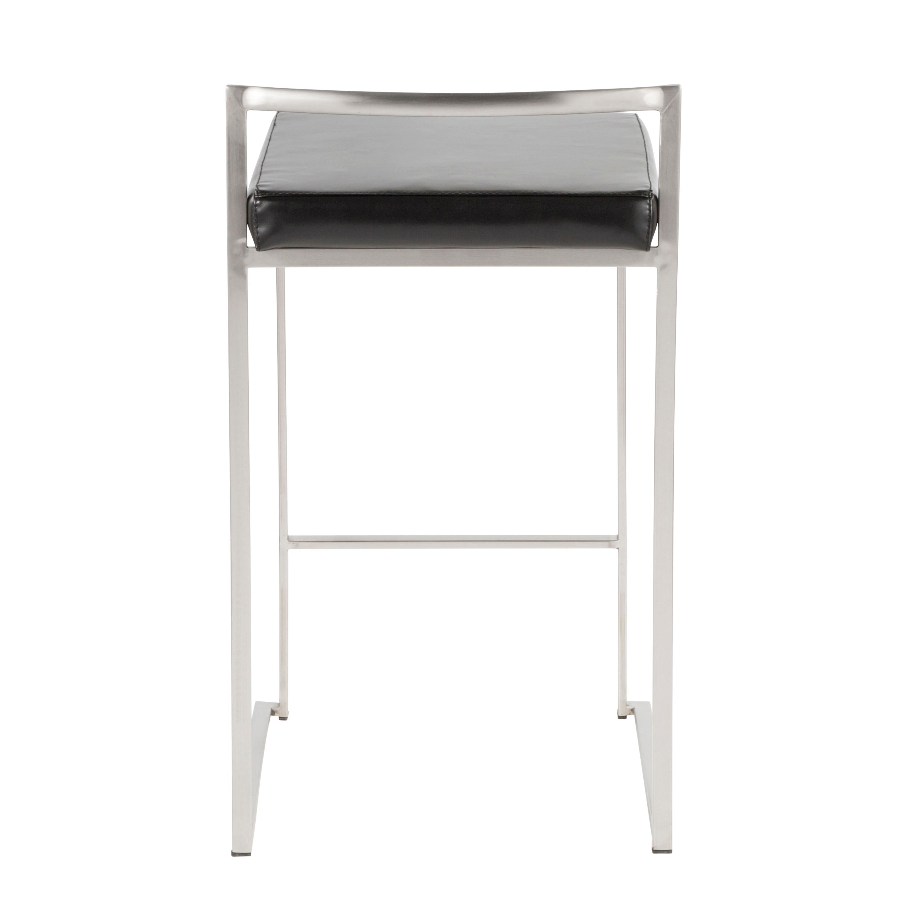 26" Contemporary Stackable Counter Stool in Brushed Stainless Steel