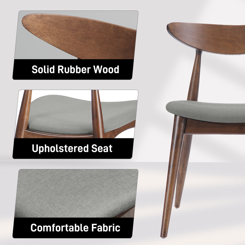 Set of 2 Retro Rubberwood Chairs with Ergonomic Back & Plush Cushions