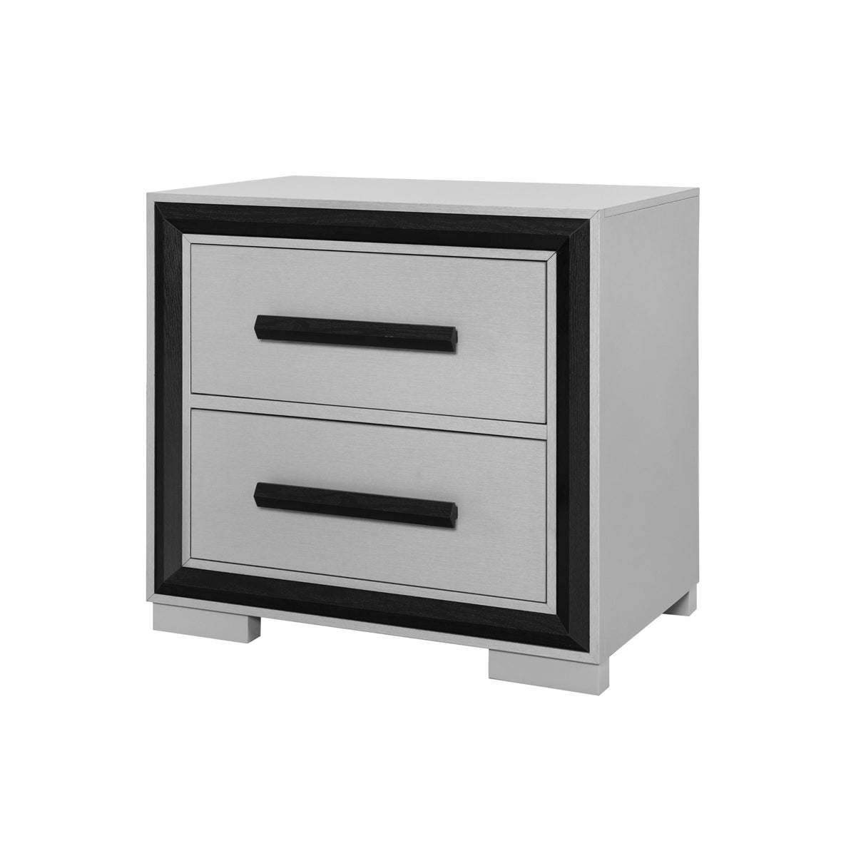 Adelaide Nightstand, 2-Drawer, Solid Wood and MDF, Black and Gray