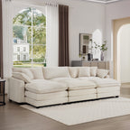 Oversized Modular Cushioned Sofa with 3 Ottomans