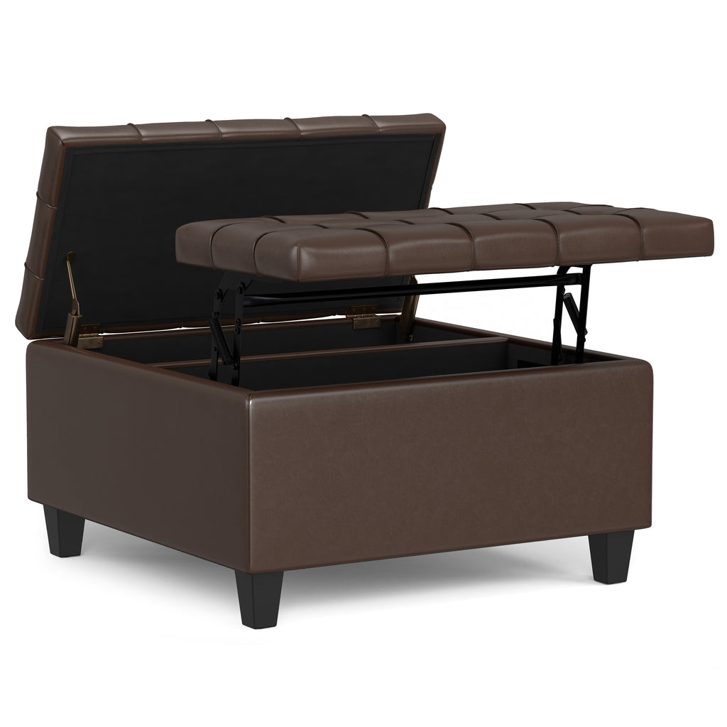Harrison 30 Inch Wide Small Square Coffee Table Storage Ottoman