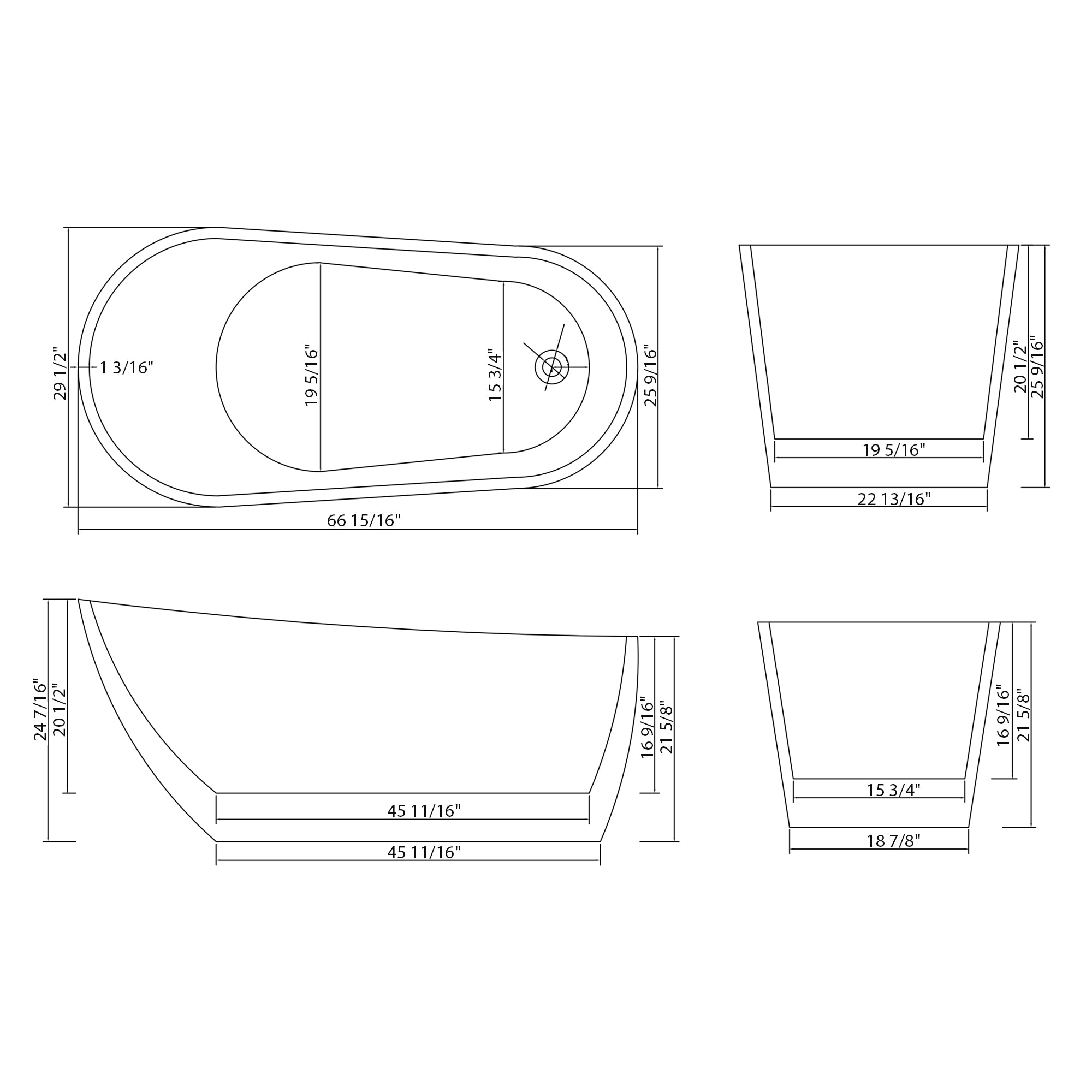 67" Acrylic Freestanding Bathtub