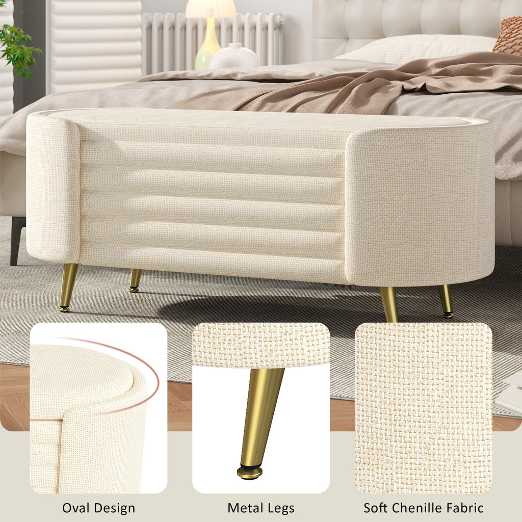 Modern Storage Ottoman Upholstered Storage Bench