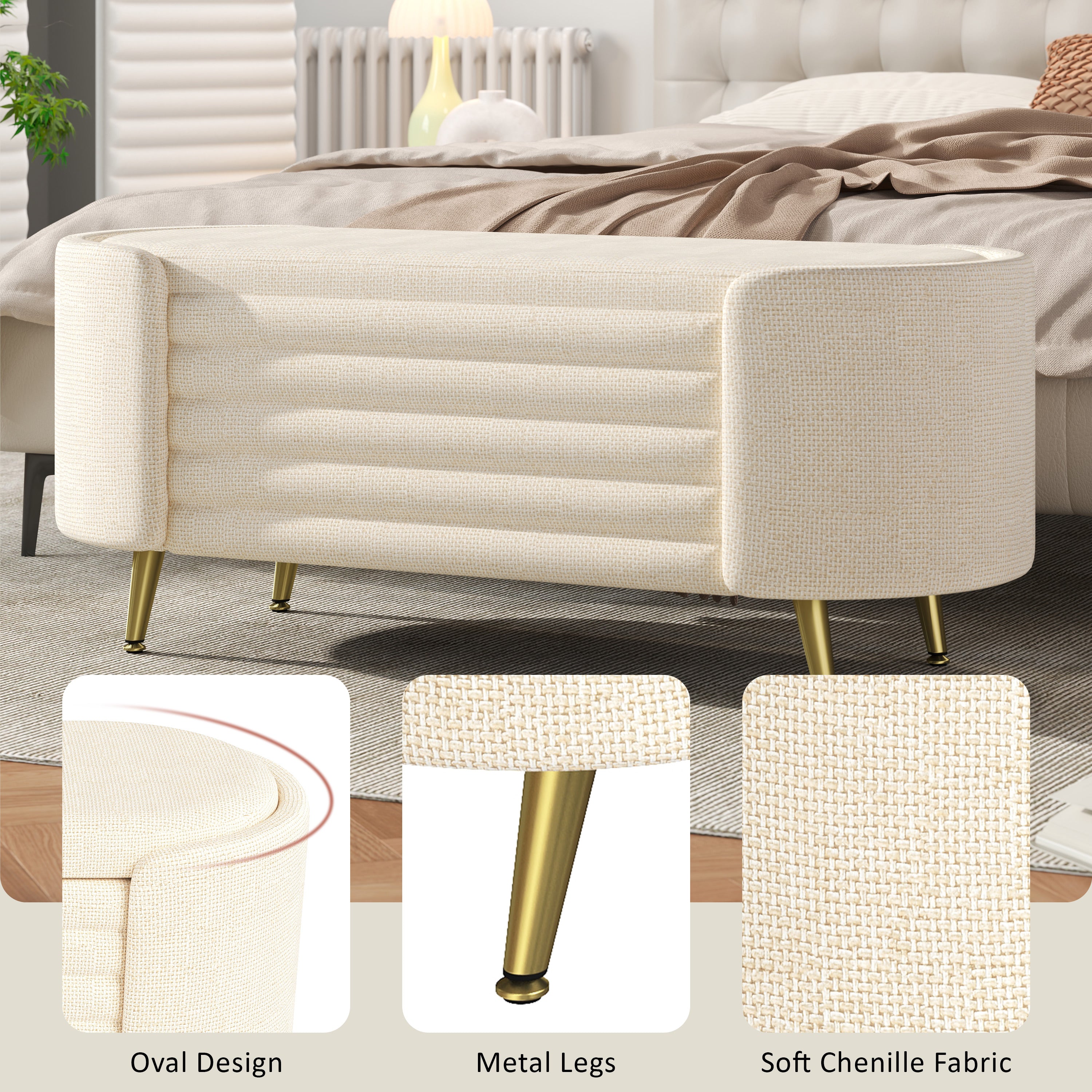 Modern Storage Ottoman Upholstered Storage Bench