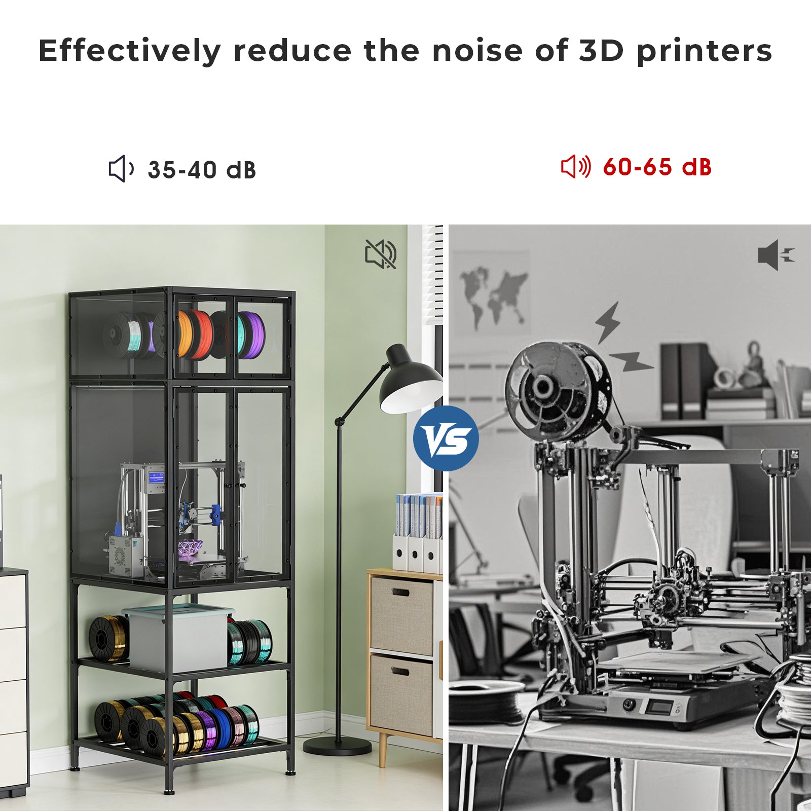 3D Printer Cabinet with Double Layer 3D Printer Filament Storage Rack