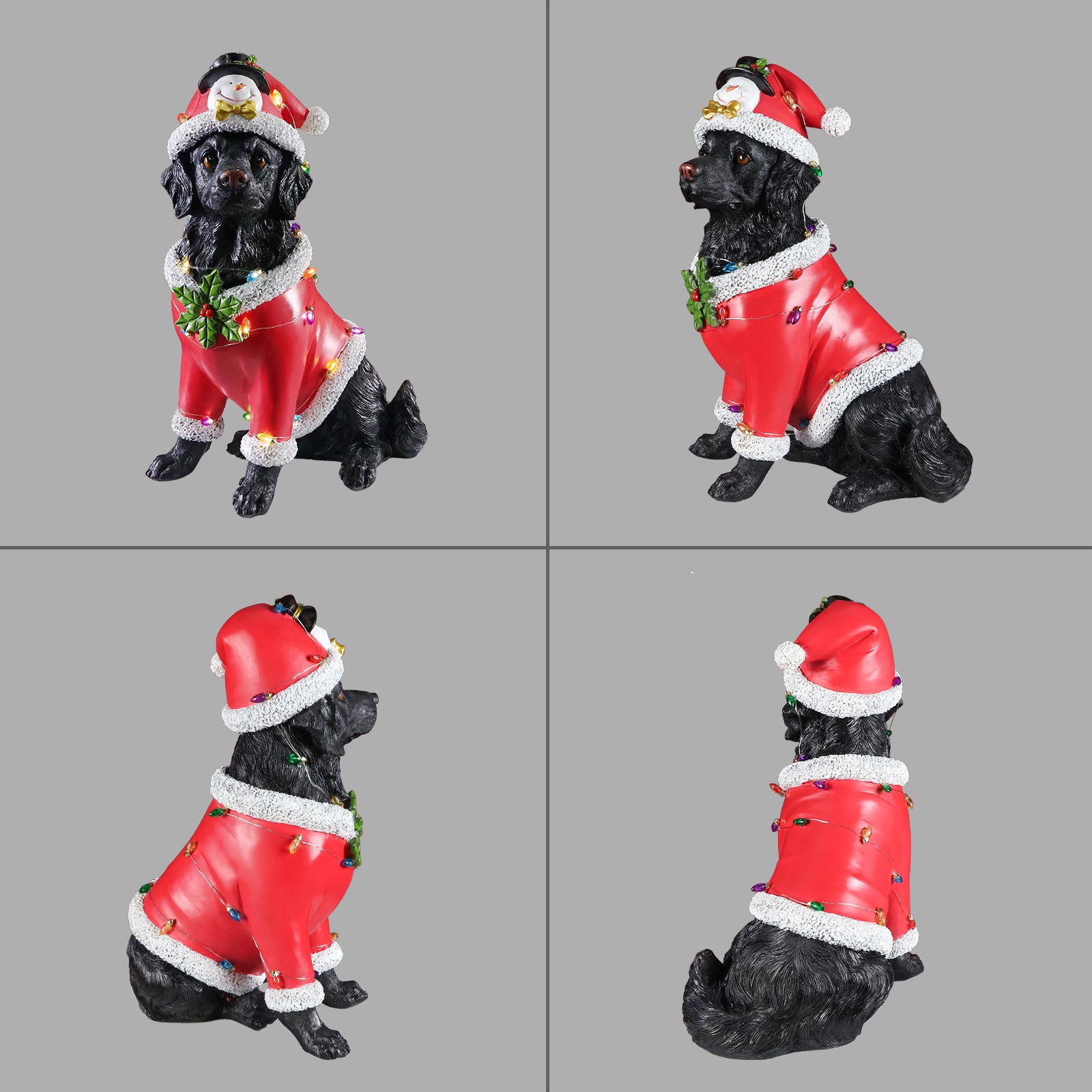 Christmas Dog Statue, Holiday Dog Figurine
