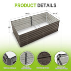 8x4x2 FT Woodgrain Galvanized Raised Garden Bed Set