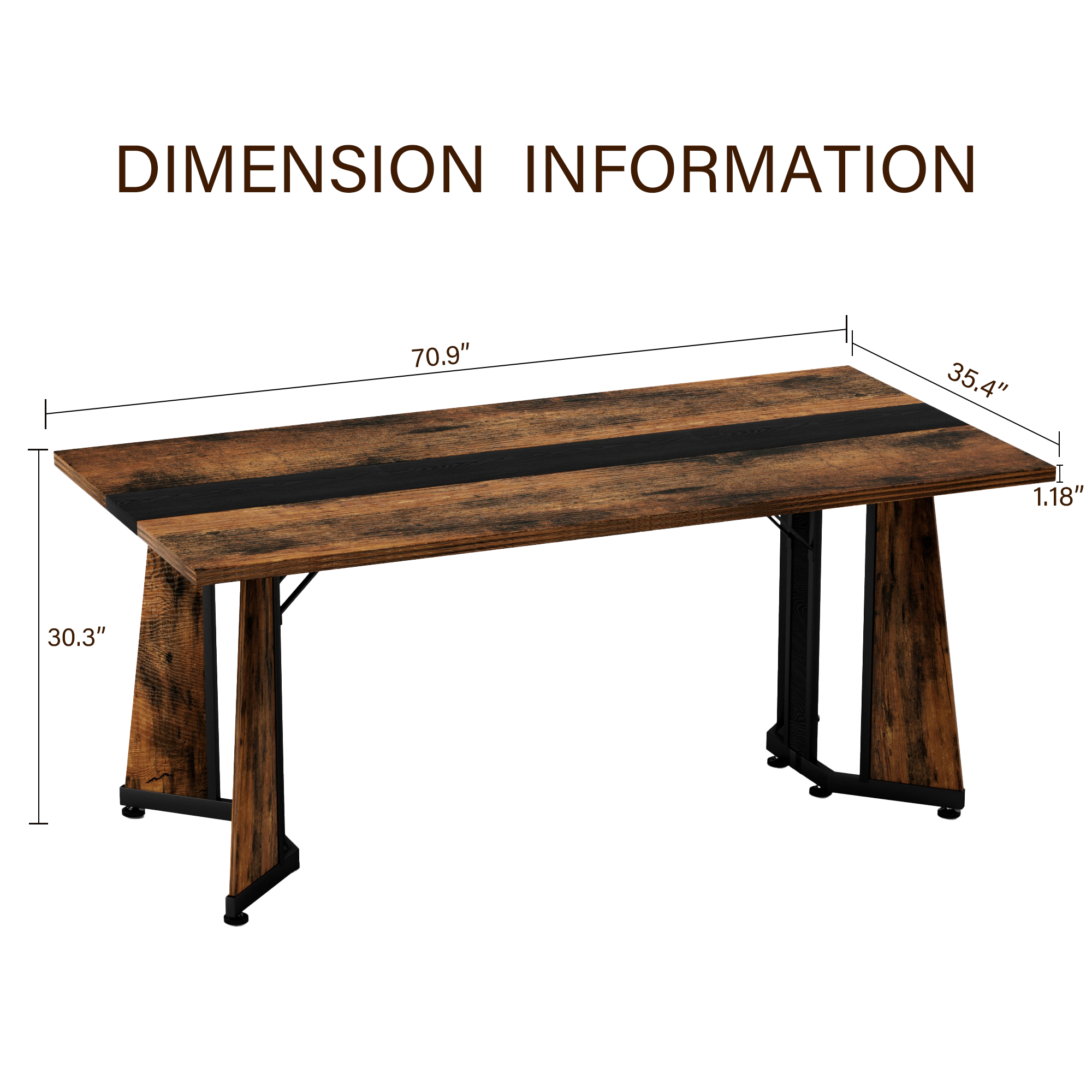 Rustic Large Dining Table for 8 People