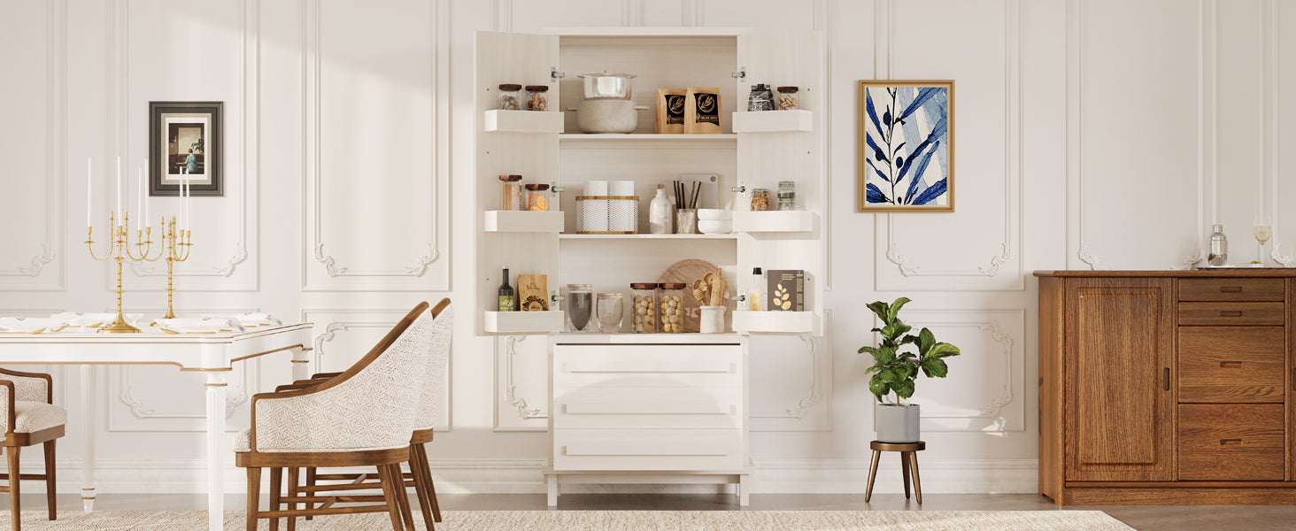 70" Kitchen Pantry Cabinet with 2 Cabinet Shelves