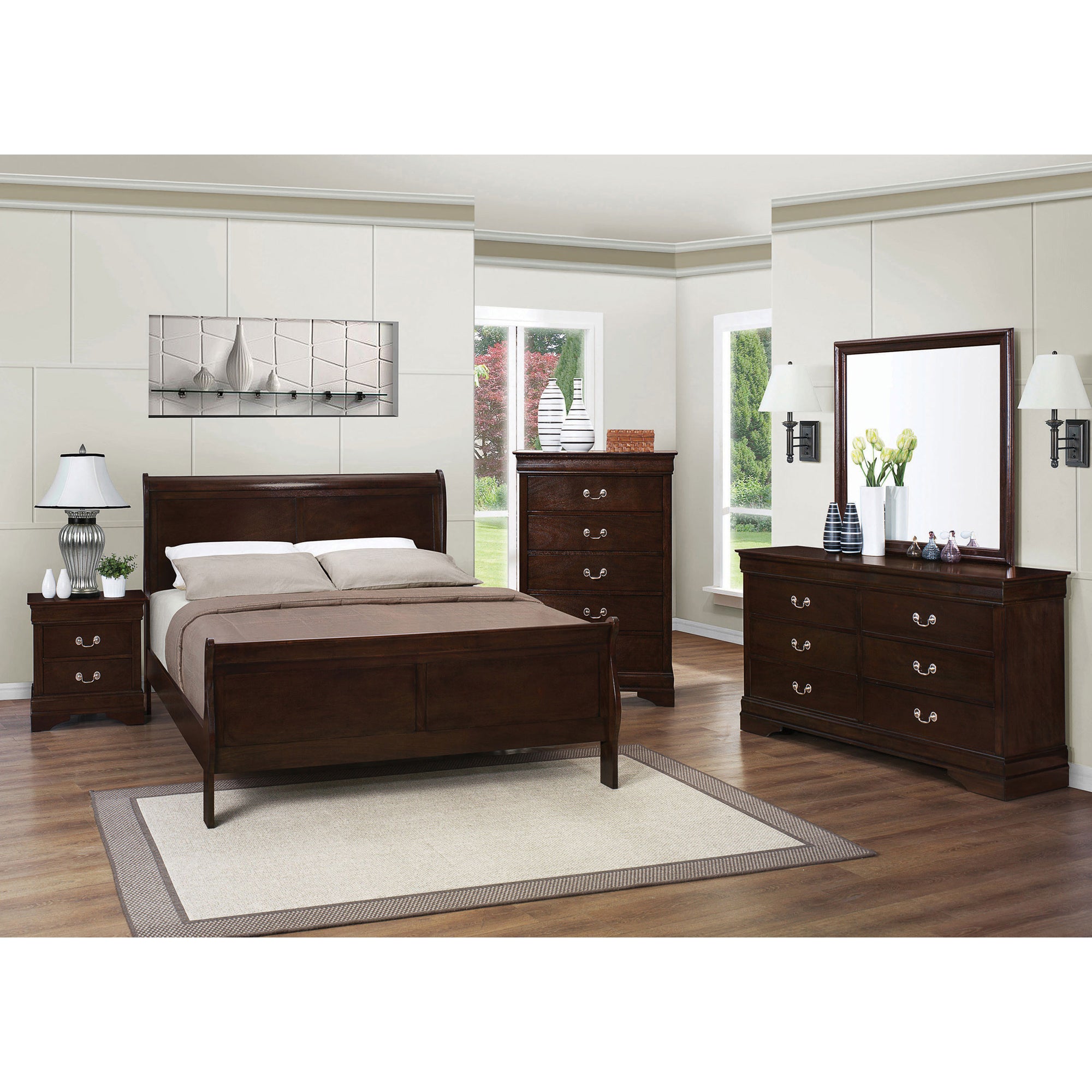 Demetra Cappuccino 2-Drawer Nightstand with Bail Handle