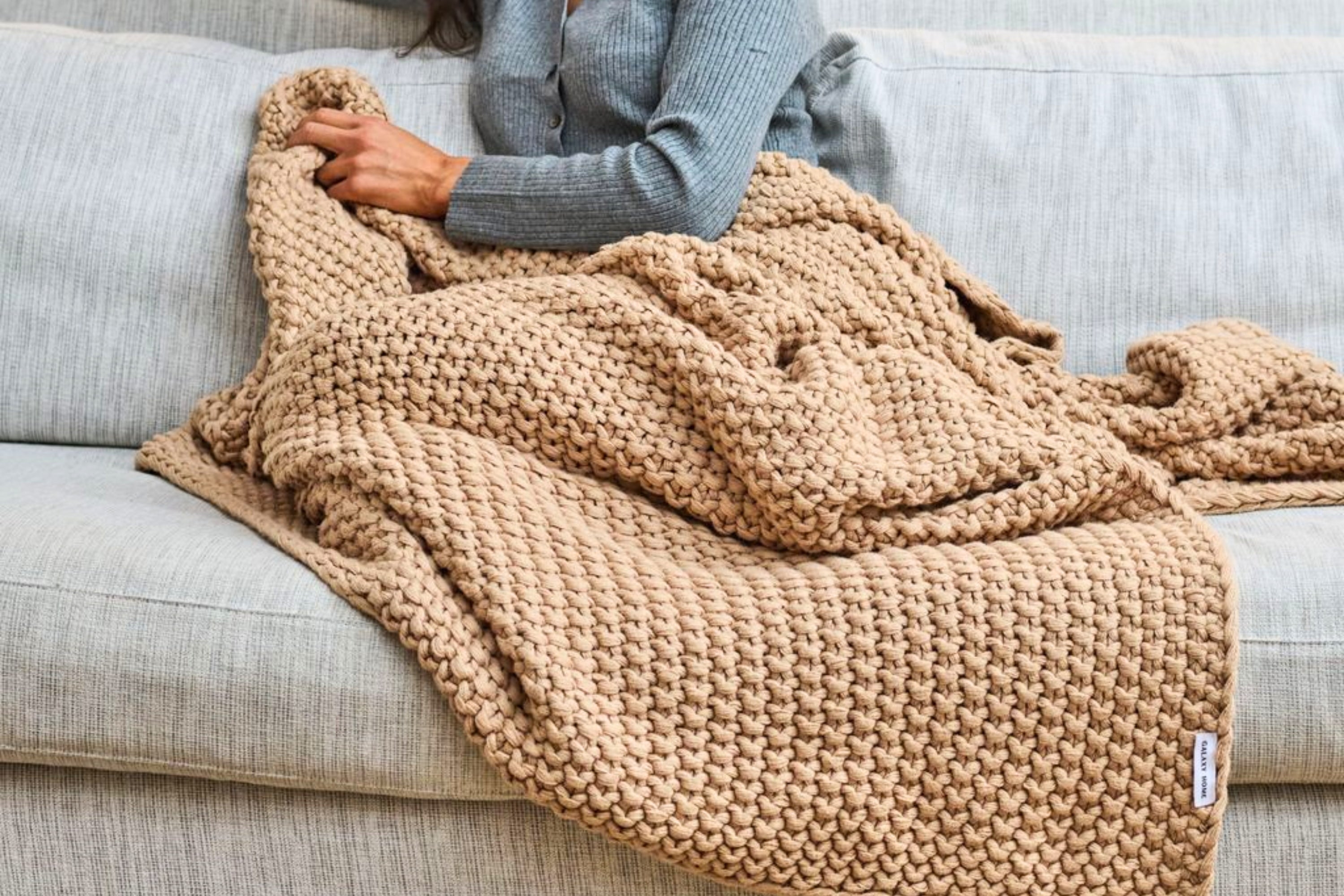 Cozy Knit Cotton Throw Blanket