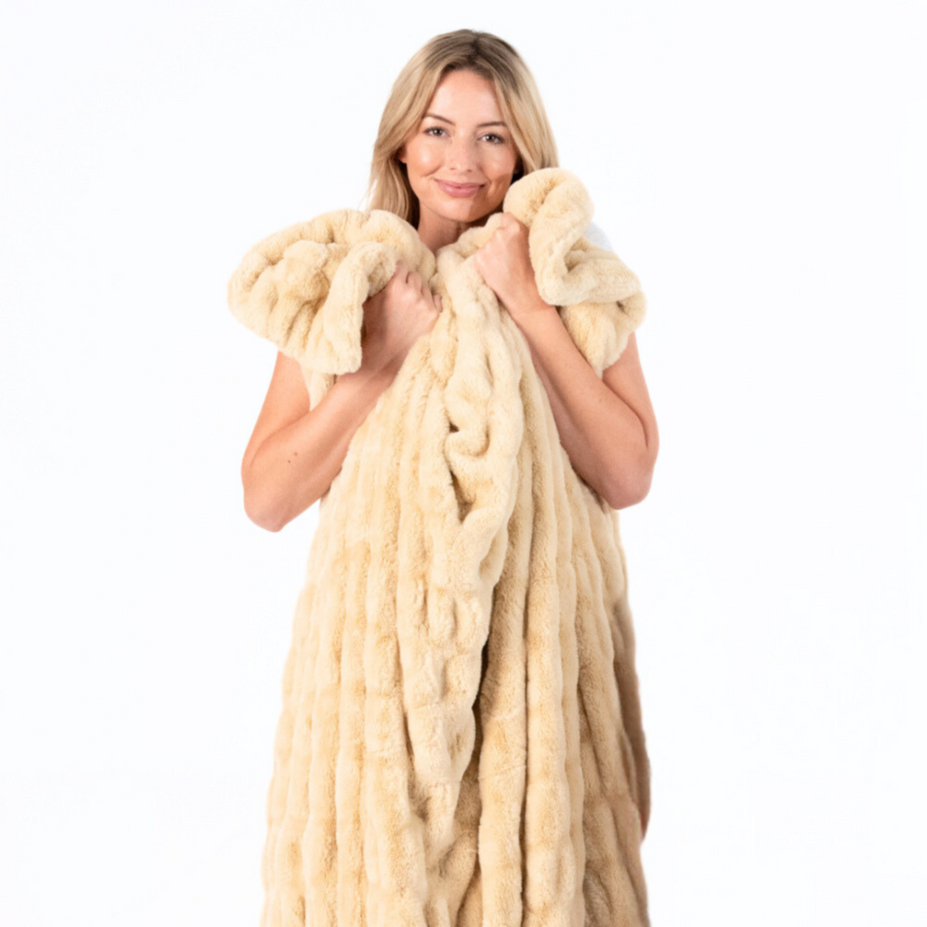 Rippled Faux Fur Throw Blanket