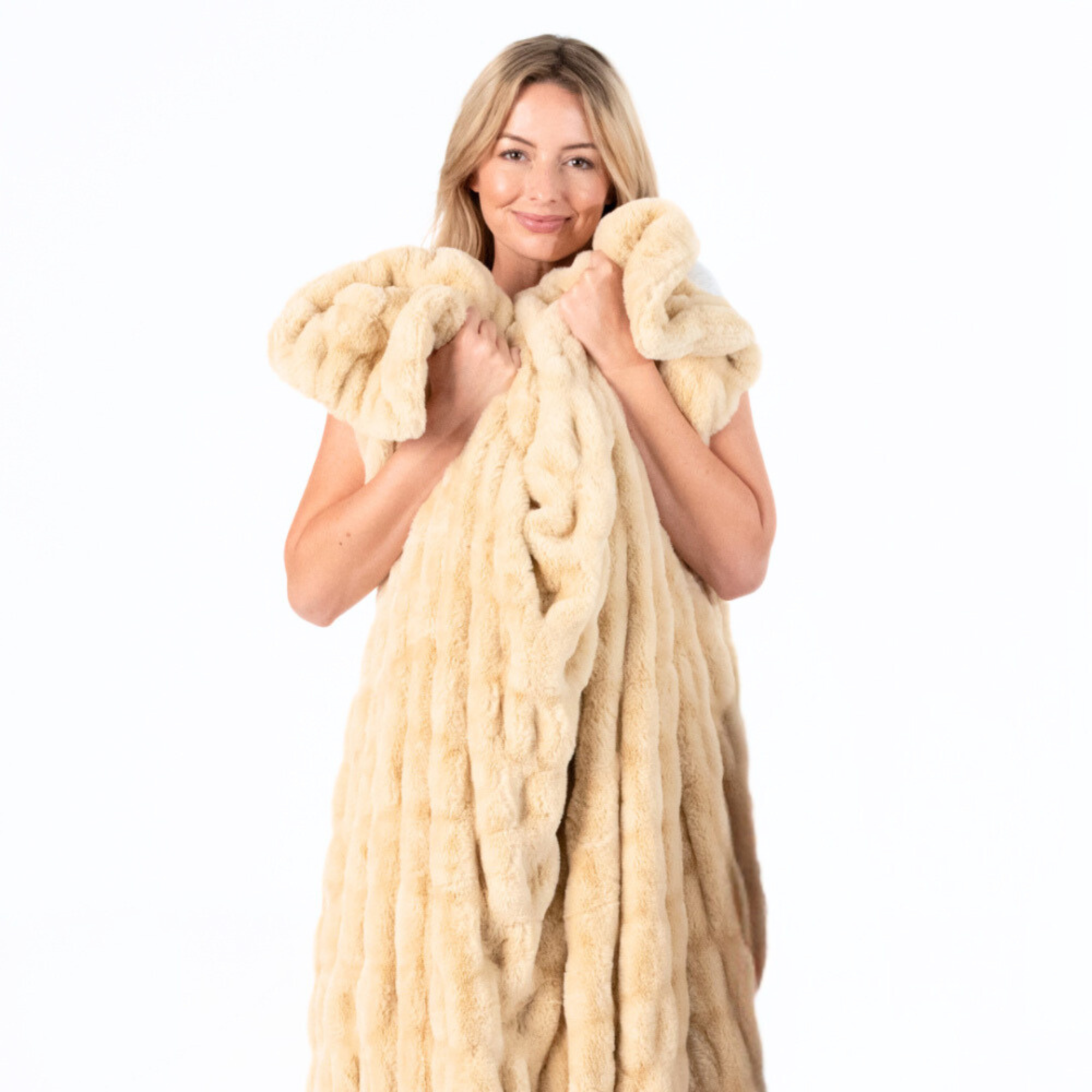 Rippled Faux Fur Throw Blanket