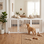 Wooden Freestanding Foldable Pet Gate for Dogs