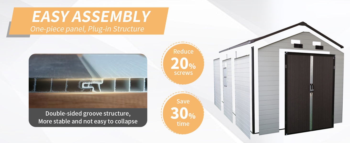 8x14x7.6 Ft Outdoor Resin Storage Shed with Windows