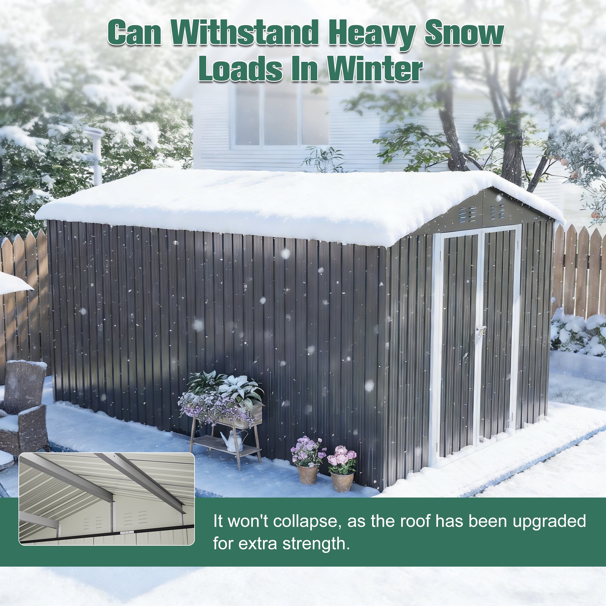 Lockable Secure Metal Shed 8x12 FT