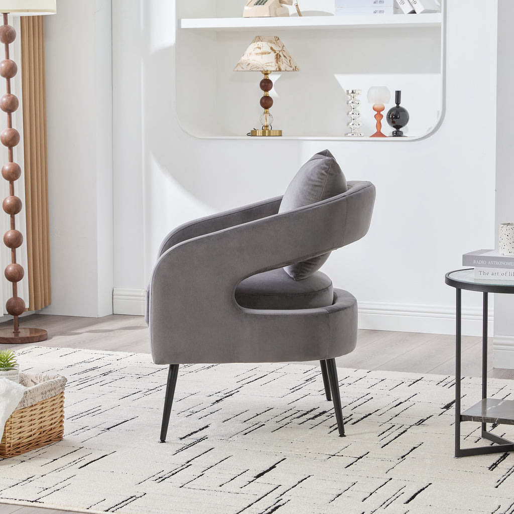 Modern Upholstered Velvet Open Back Accent Chair