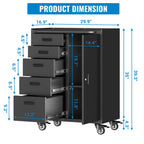 Metal Tool Garage Storage Cabinet with 5 Drawers and 1 Door