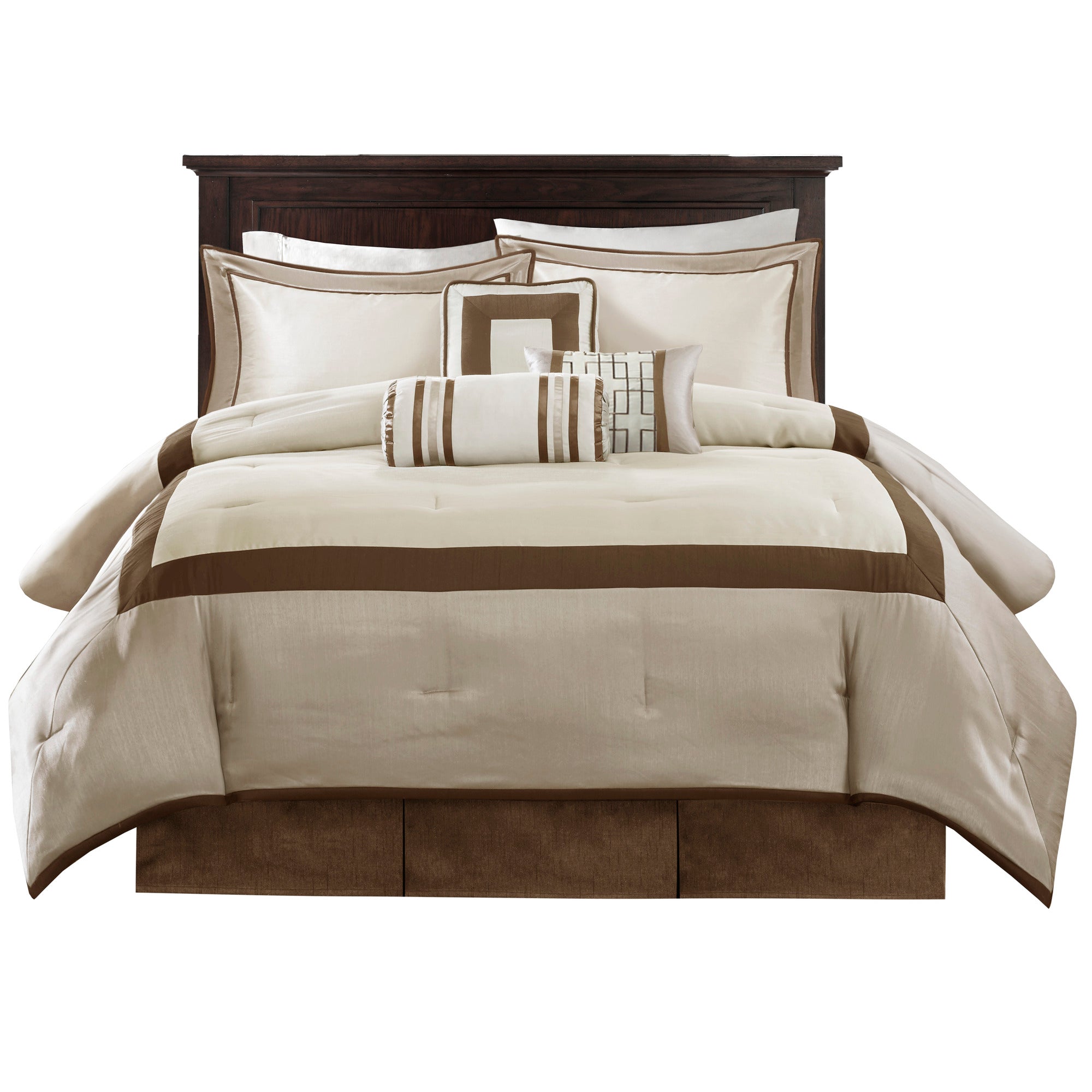 7 Piece Comforter Set - Taupe/Brown King