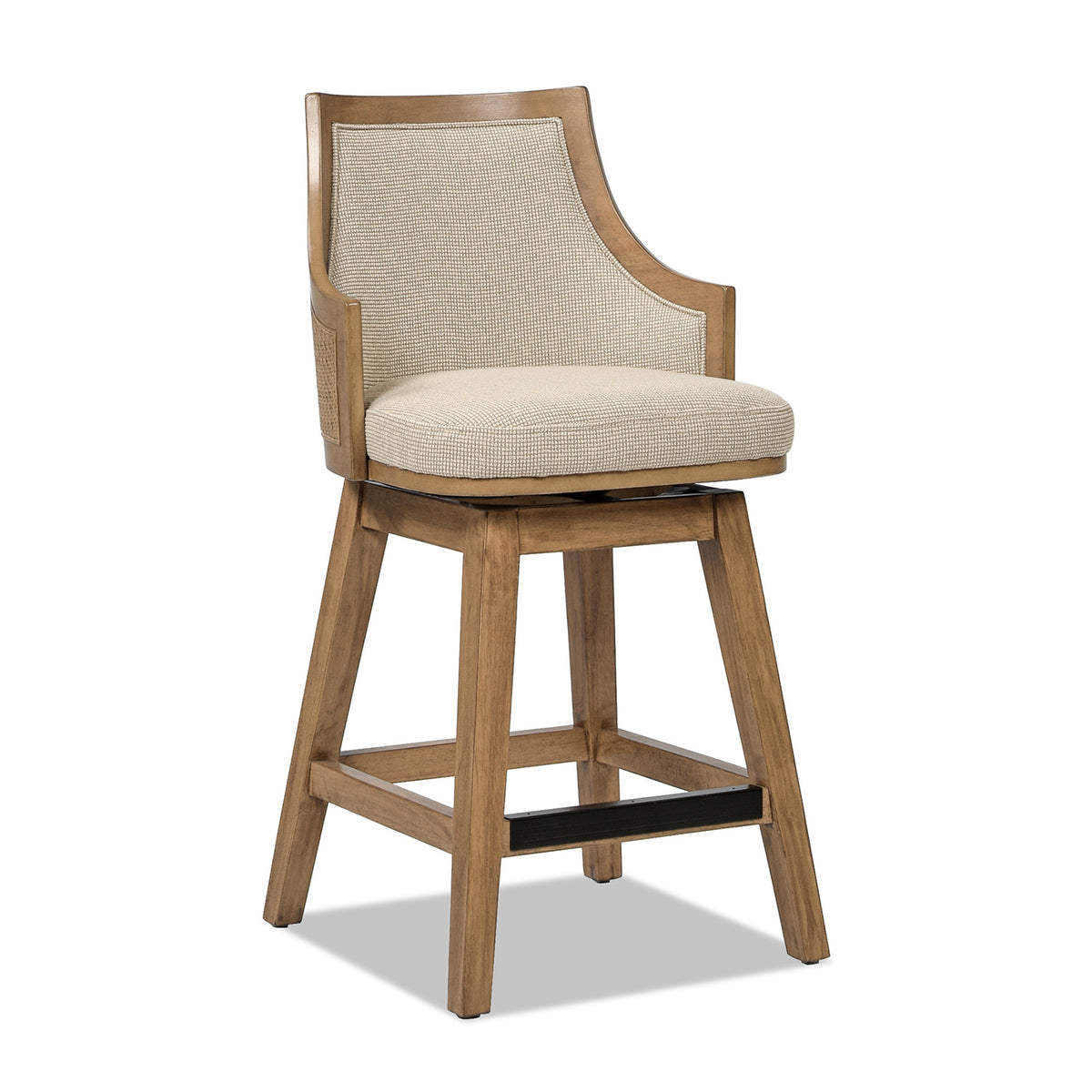 Bahama 26-Inch Cane Rattan High-Back Swivel Counter Stool, Beige