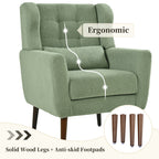 Modern Accent Chair in Light Green Teddy Fabric