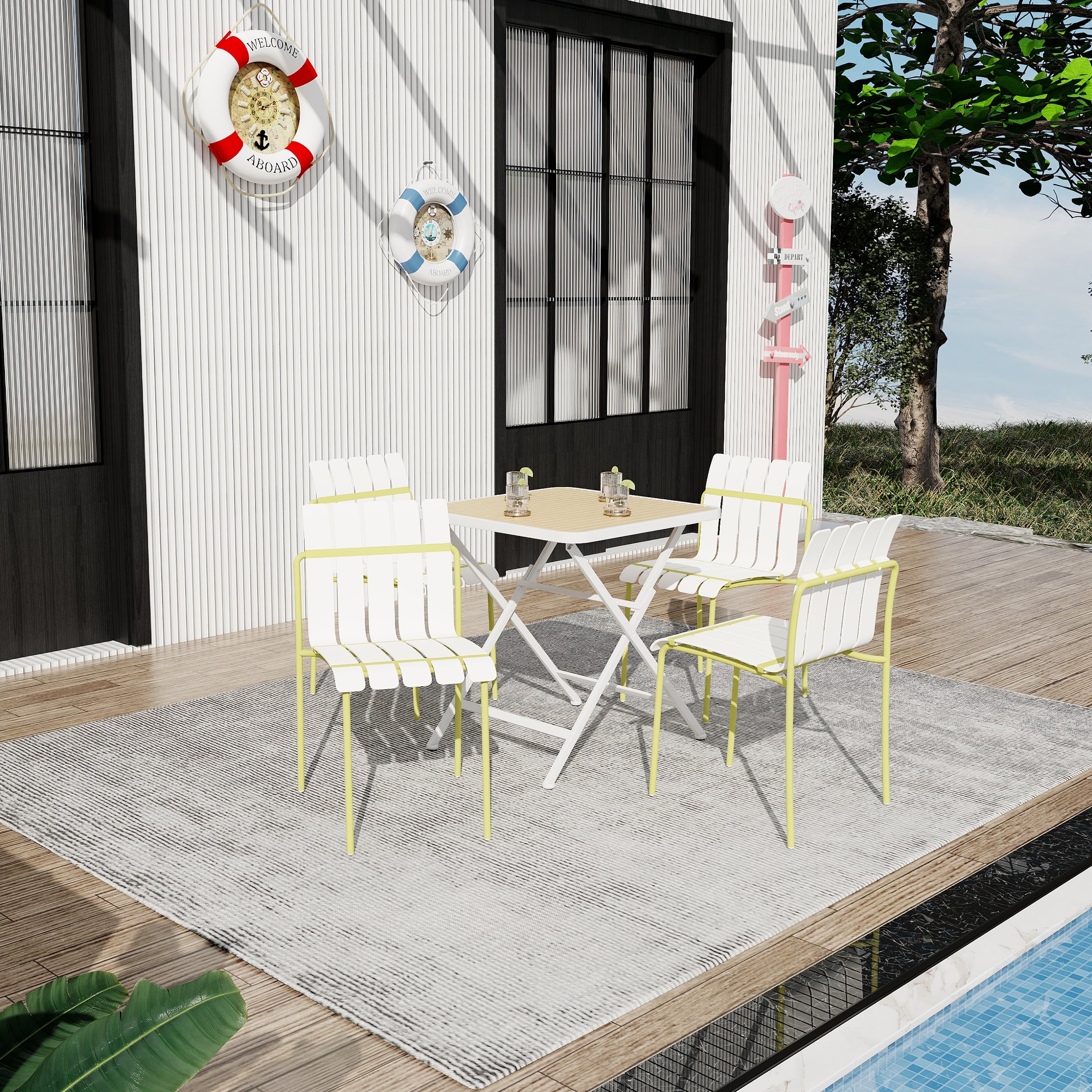 Summer 4-Pack Modern Striped Color Block Chairs
