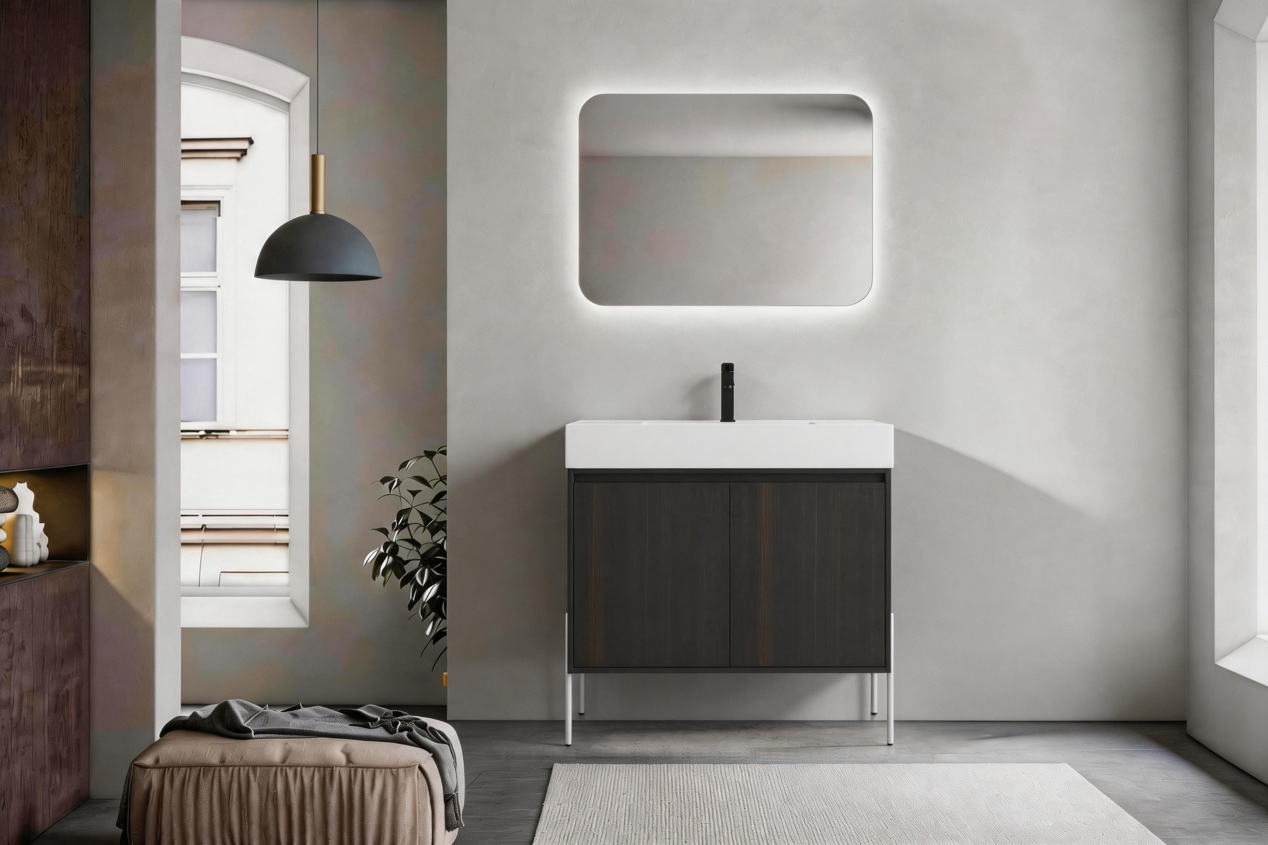 36" Freestanding Bathroom Vanity with Resin Sink
