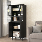 Tempered Glass Door Tall Storage Bookcase