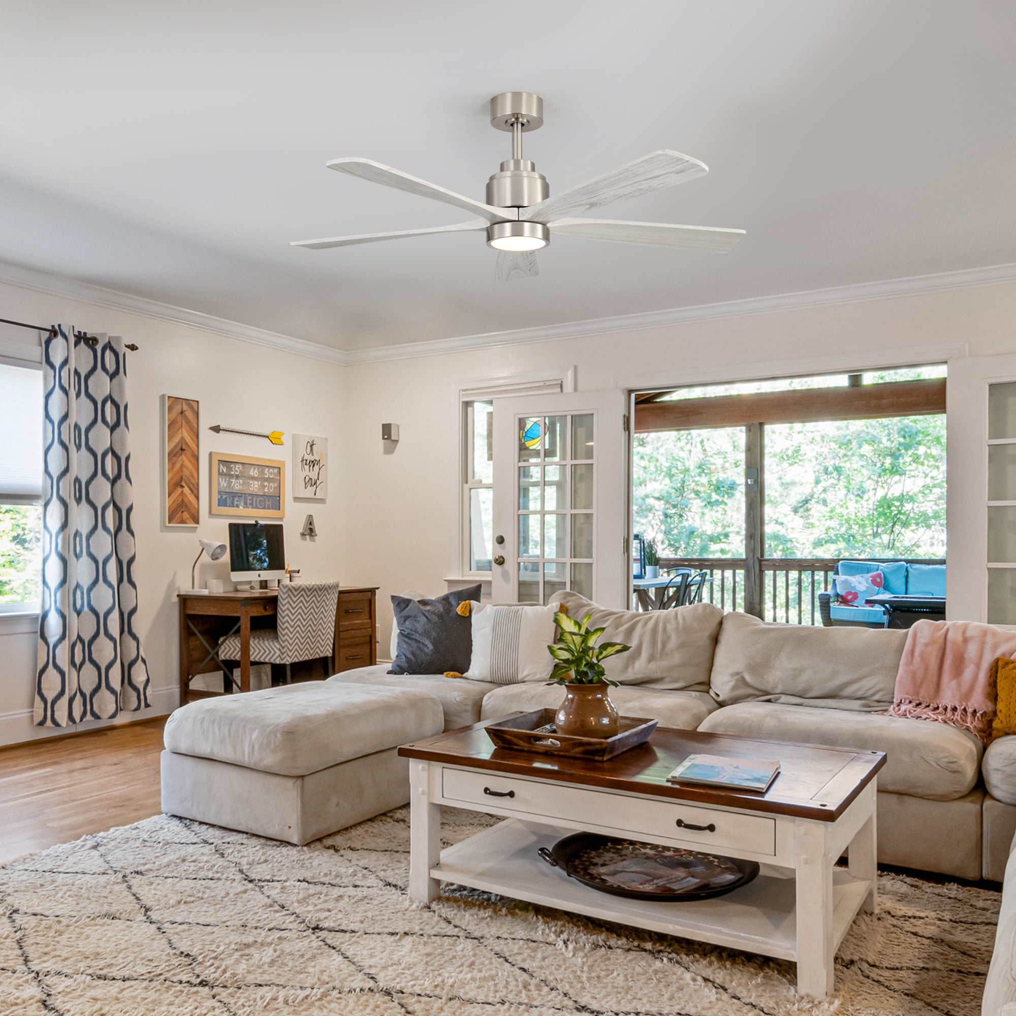 52 Inch Ultra Quiet Reversible Ceiling Fan with Light