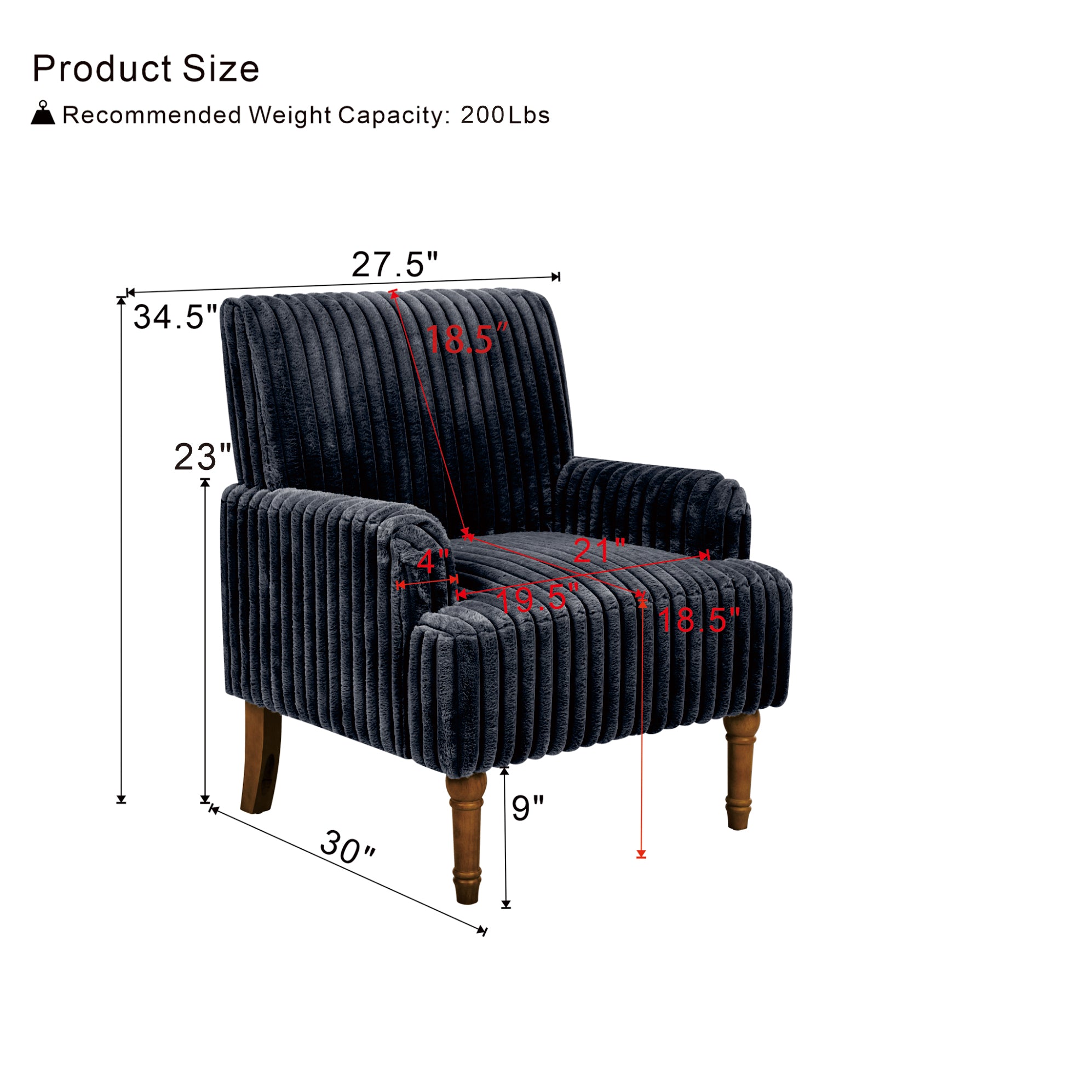 Modern Accent Chair with Solid Wood Legs