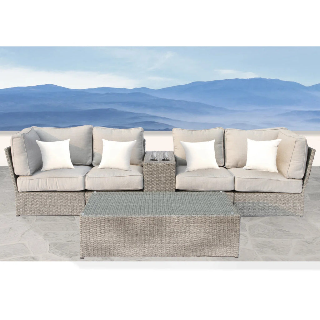 4-Seat Outdoor Wicker Conversation Set with Cushions