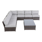 Fully Assembled 6-Person Extra-Wide Wicker Outdoor Seating Set with Cushions