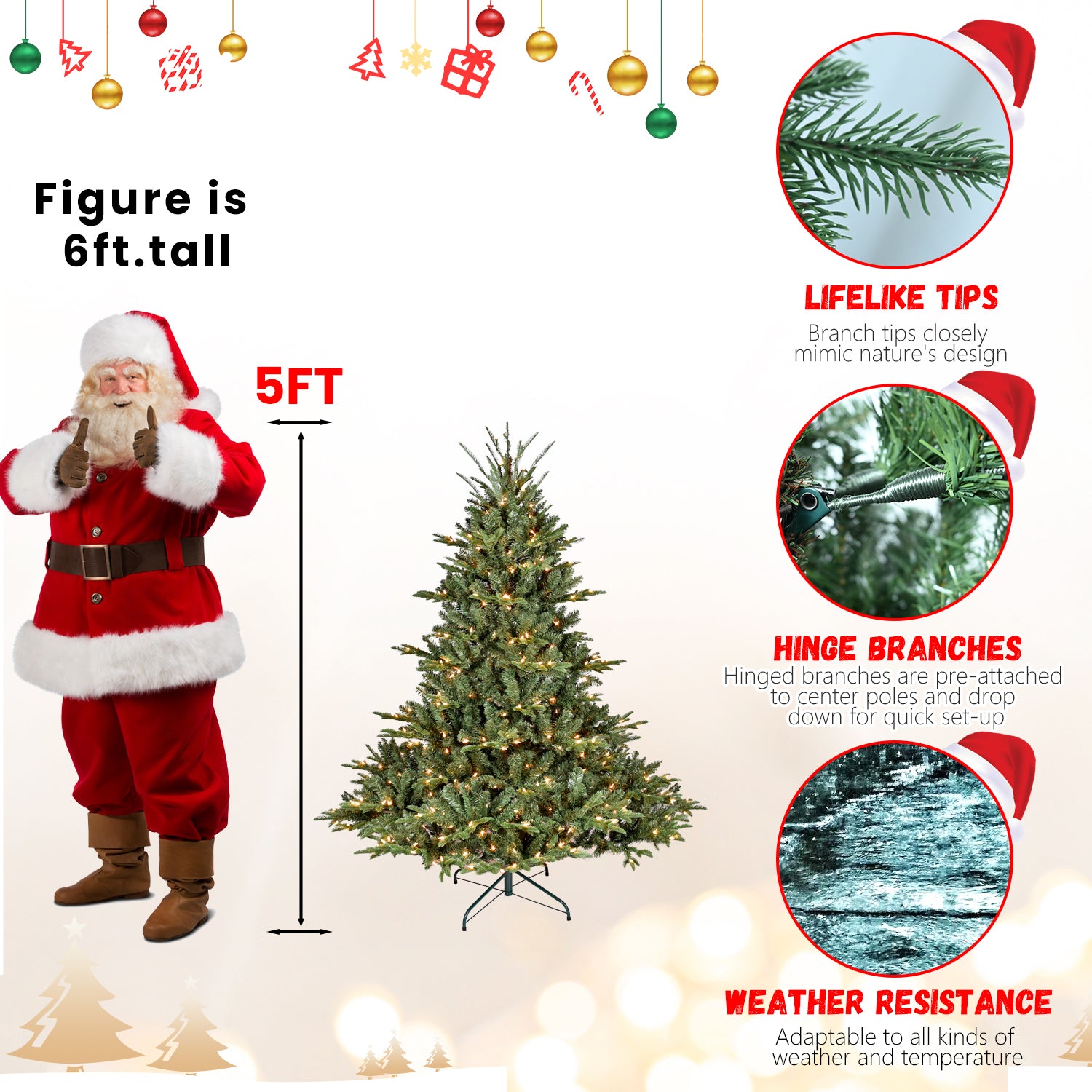 7.5FT Full-Shape Christmas Tree with 850 UL Lights