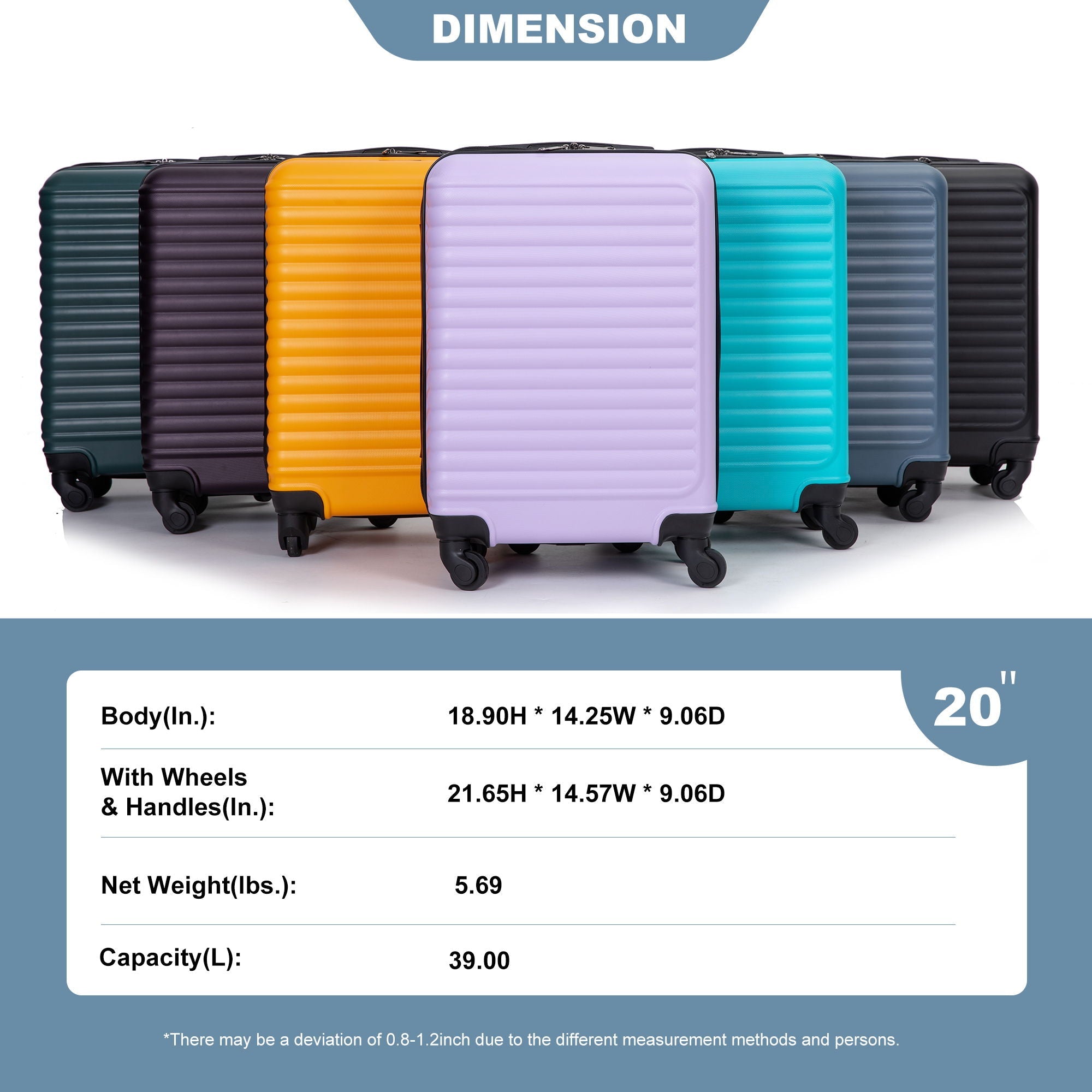 20" Carry-On Lightweight Hardside Luggage with Spinner Wheels