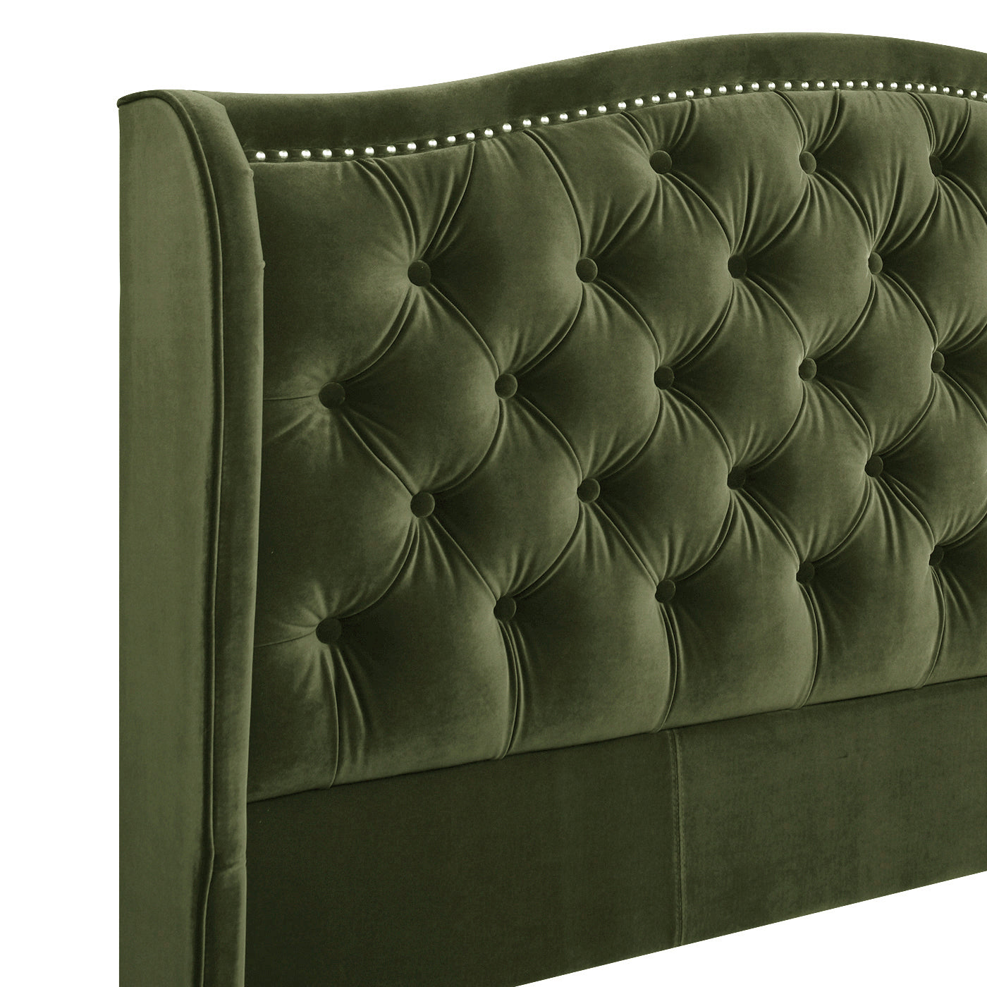 Marcella Upholstered Shelter Headboard Bed Set, Queen, Olive
