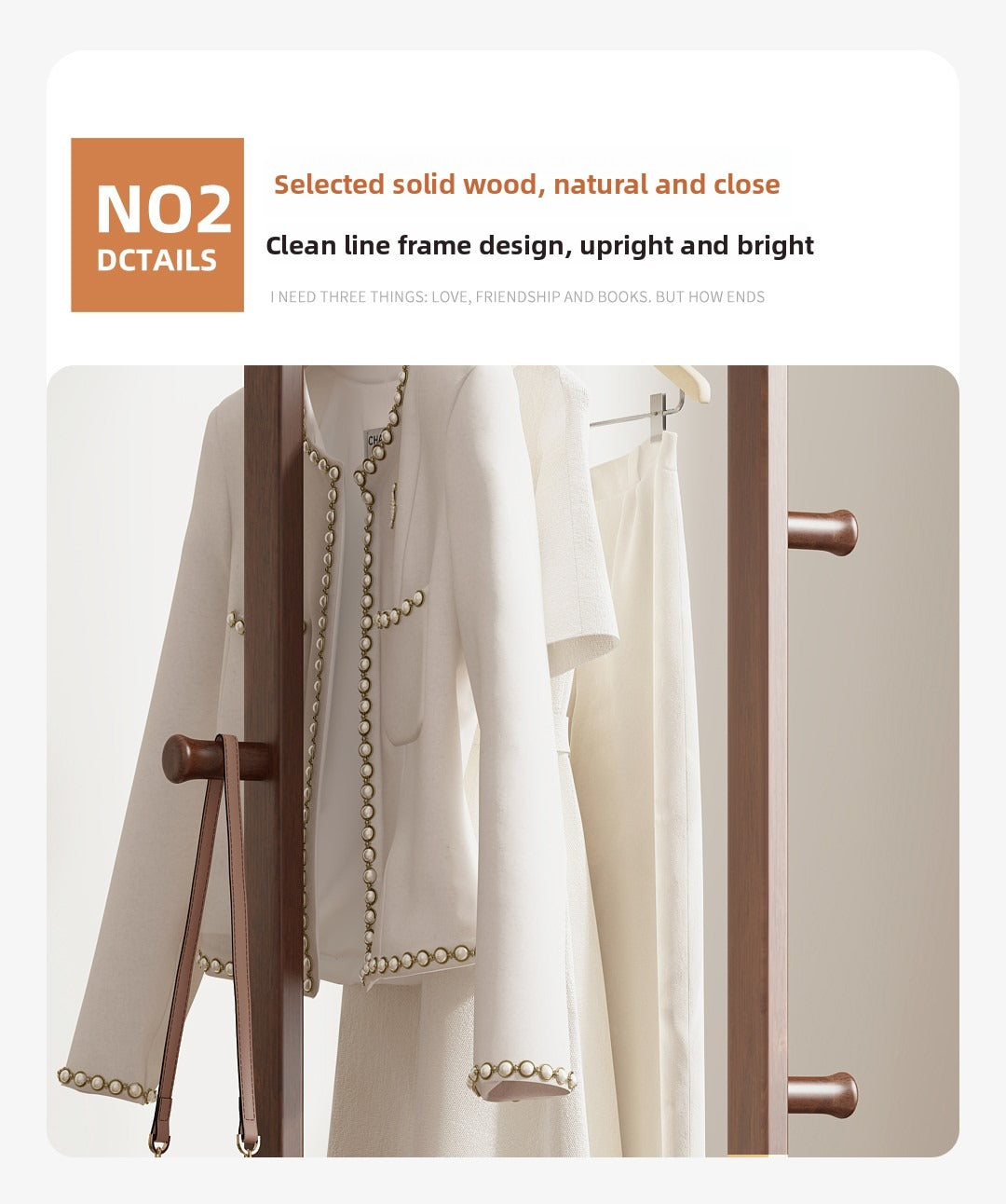 Solid Wood Coat Rack in Walnut